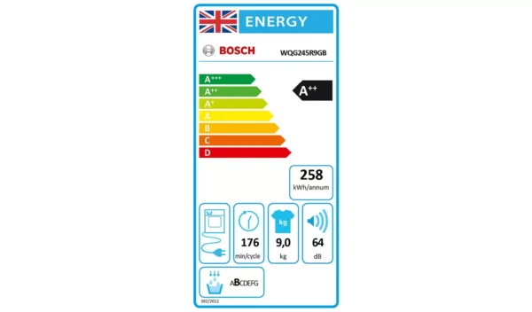 Bosch WQG245R9GB 9KG Heat Pump Tumble Dryer - Graphite - Image 2