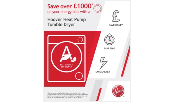 Hoover NDE H9A2TCE 80 9KG Heat Pump Tumble Dryer - White - Image 4
