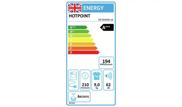 Hotpoint H8D94WBUK 9KG Heat Pump Tumble Dryer - White - Image 2