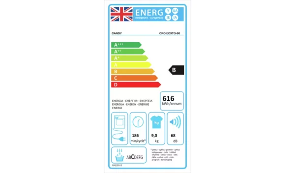 Candy CRO E9TG80 9KG Condenser Tumble Dryer - White - Image 2