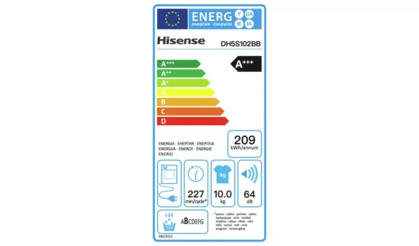 Hisense DH5S102BB 10KG Heat Pump Tumble Dryer - Black - Image 3