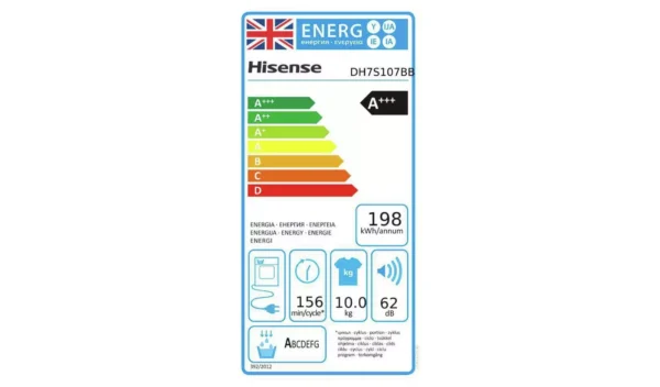 Hisense DH7S107BB 10KG Heat Pump Tumble Dryer - Black - Image 4