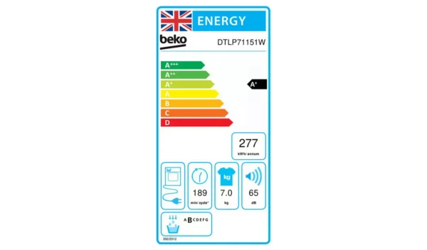 Beko DTLP71151W 7KG Heat Pump Tumble Dryer - White - Image 4