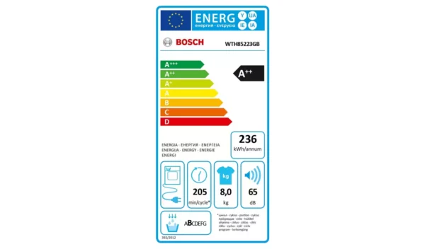 Bosch WTH85223GB 8KG Heat Pump Tumble Dryer - White - Image 4