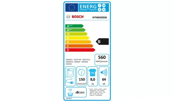Bosch WTN83202GB 8KG Condenser Tumble Dryer - White - Image 4