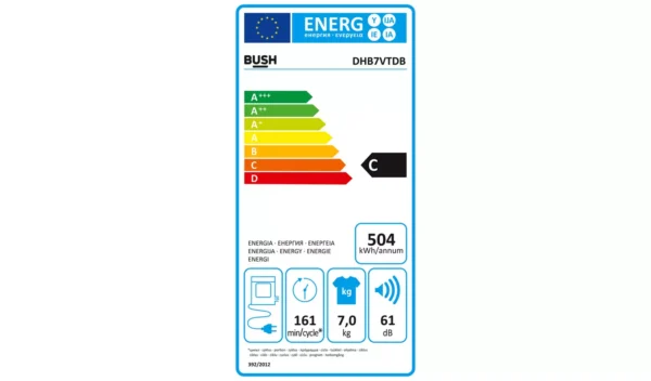Bush DHB7VTDB 7KG Vented Tumble Dryer - Black - Image 4