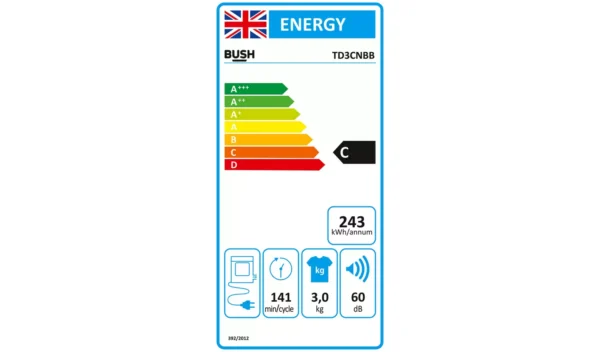 Bush TD3CNBB 3KG Vented Tumble Dryer - Black - Image 4