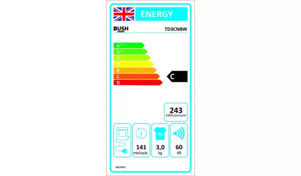 Bush TD3CNBW 3KG Vented Tumble Dryer - White - Image 4
