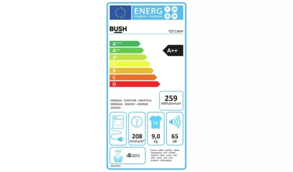 Bush TDT19HP 9KG Heat Pump Tumble Dryer - White - Image 4