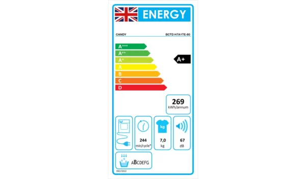 Candy BCTD H7A1TE Integrated Heat Pump Tumble Dryer - White - Image 4
