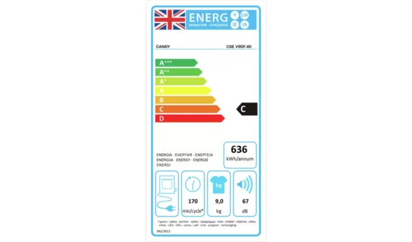 Candy CSE V9DF80 9KG Vented Tumble Dryer - White - Image 4