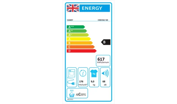 Candy CSEC9LF-80 9KG Condenser Tumble Dryer - White - Image 4