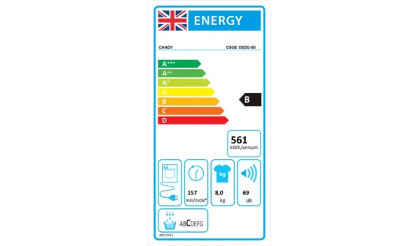 Candy CSOE C8DG-80 8KG Condenser Tumble Dryer - White - Image 4