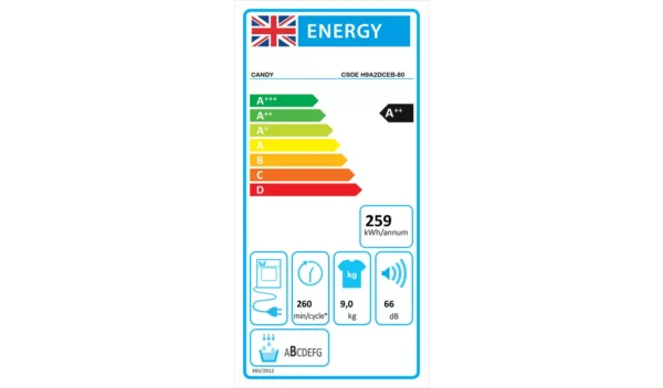 Candy CSOE H9A2DCEB-80 9KG Heat Pump Tumble Dryer - Black - Image 4