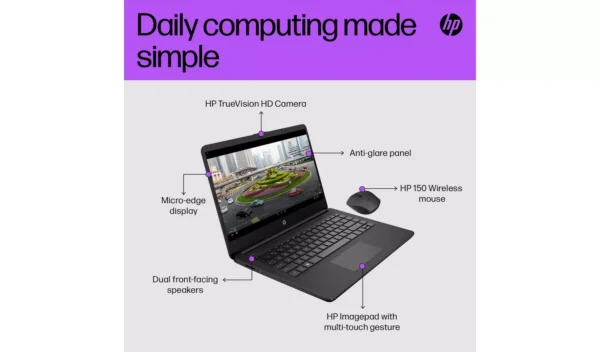 HP 14s-dq0011na 14in Pentium 4GB 128GB Laptop Bundle - Image 2
