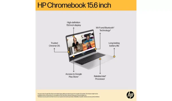 HP 15a-na0007na 15.6in Celeron 4GB 128GB Chromebook - Grey - Image 4