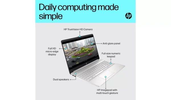 HP 15s-fq5021na 15.6in i5 8GB 256GB Laptop Bundle - Silver - Image 4