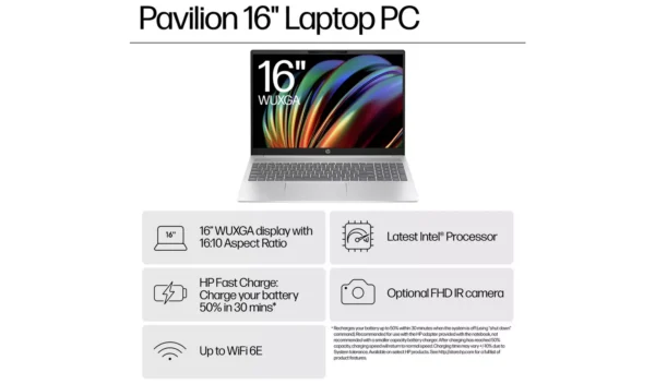 HP Pavilion 16 16in Core Ultra 5 16GB 512GB Laptop - Silver - Image 3