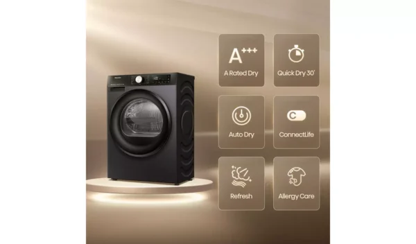 Hisense DH3S902BB3 9KG Heat Pump Tumble Dryer - Black - Image 3