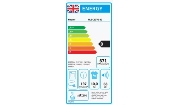 Hoover HLE C10TG 80 10KG Condenser Tumble Dryer - White - Image 4