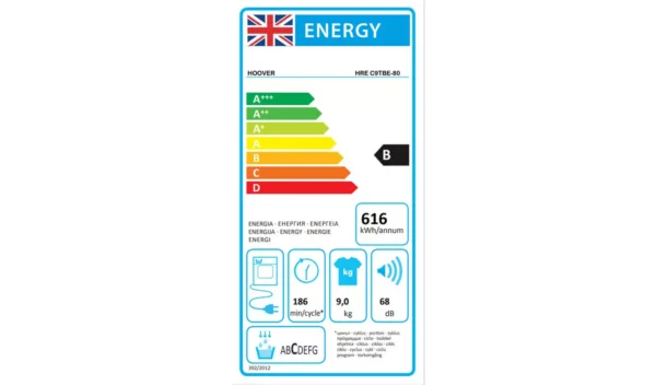 Hoover HRE C9TBE80 9KG Condenser Tumble Dryer - White - Image 4