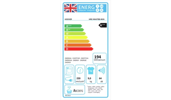 Hoover HRE H9A3TBE80N 9KG Heat Pump Tumble Dryer - White - Image 4