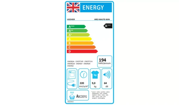 Hoover HRE H9A3TE80N 9KG Heat Pump Tumble Dryer - White - Image 4