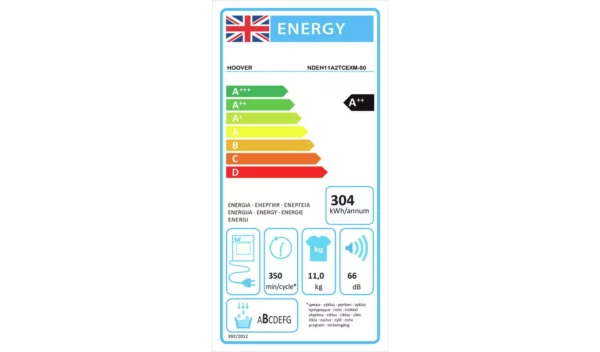 Hoover NDEH11A2TCEXM80 11KG Heat Pump Tumble Dryer - White - Image 4