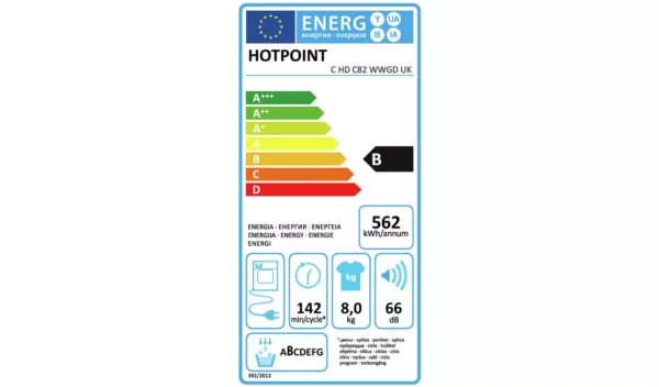 Hotpoint CHDC82WWGDUK 8KG Condenser Tumble Dryer - White - Image 4