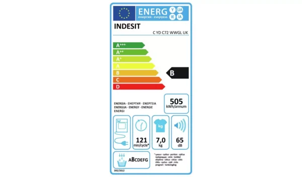 Indesit CYDC72WWGLUK 7KG Condenser Tumble Dryer - White - Image 4