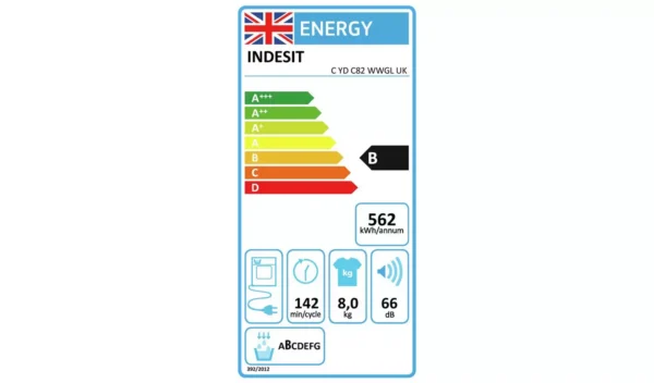 Indesit CYDC82WWGLUK 8KG Condenser Tumble Dryer - White - Image 4