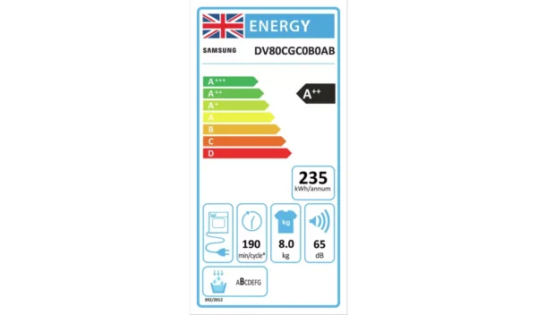 Samsung DV80CGC0B0ABEU 8KG Heat Pump Tumble Dryer - Black - Image 4