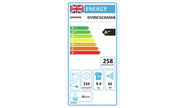 Samsung DV90CGC0A0ABEU 9KG Heat Pump Tumble Dryer - Black - Image 4