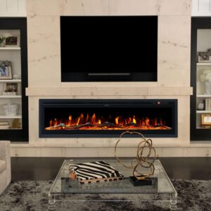 Wall Mounted Freestanding Electric Fireplace - Black 102cm