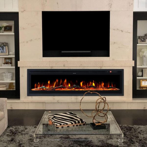 Wall Mounted Freestanding Electric Fireplace - Black 102cm