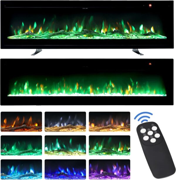 Wall Mounted Freestanding Electric Fireplace - White / 127cm