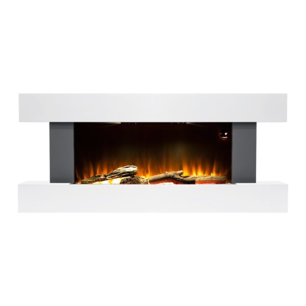 White Wall Mounted Electric Fireplace Suite with LED Lights - Amberglo - Image 4