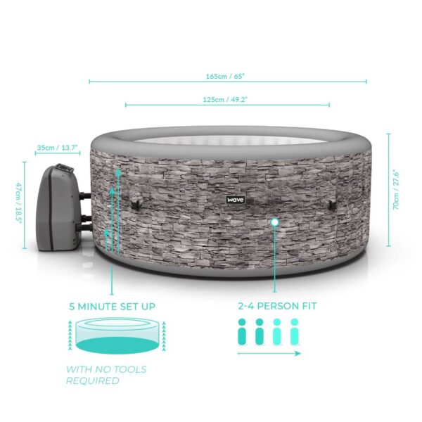 Wave Spa Atlantic 4 Person Round Inflatable Hot Tub - Image 7