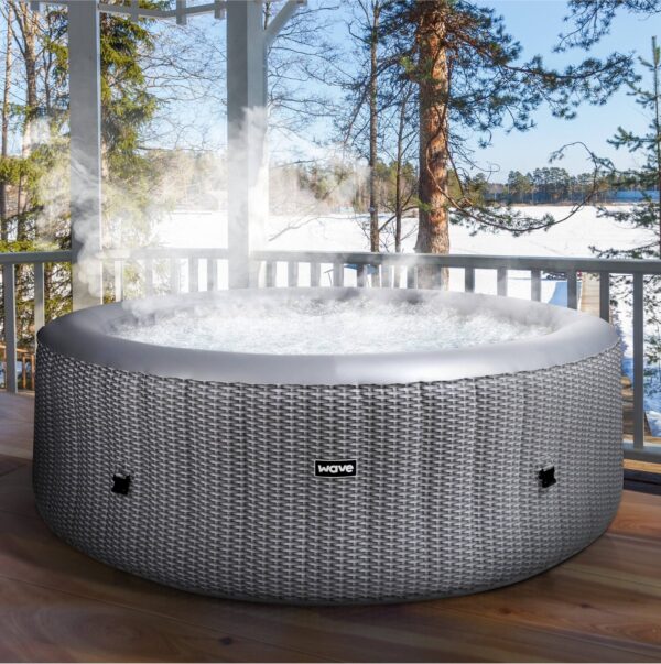 Wave Atlantic Plus 6 Person Grey Rattan Inflatable Hot Tub - Image 4