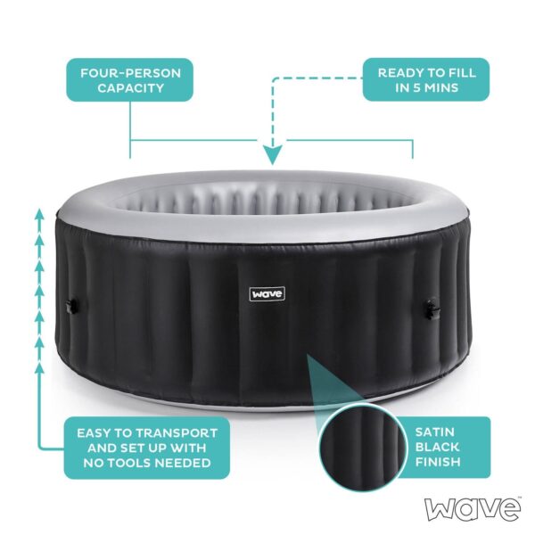 Wave Atlantic 4 Person Black Inflatable Hot Tub - Image 5
