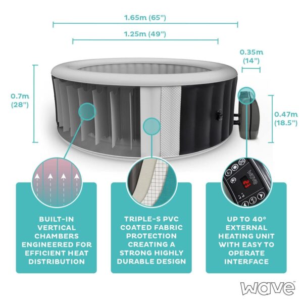 Wave Atlantic 4 Person Black Inflatable Hot Tub - Image 6