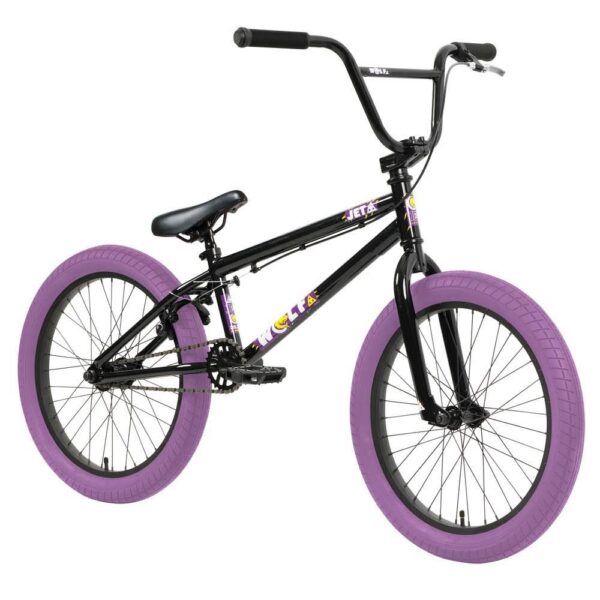 Jet BMX Wolf BMX Bike Gloss Black with Purple Tyre