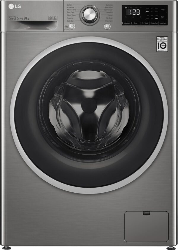 LG FAV309SNE 9kg Washing Machine with 1400 RPM - Graphite - B Rated